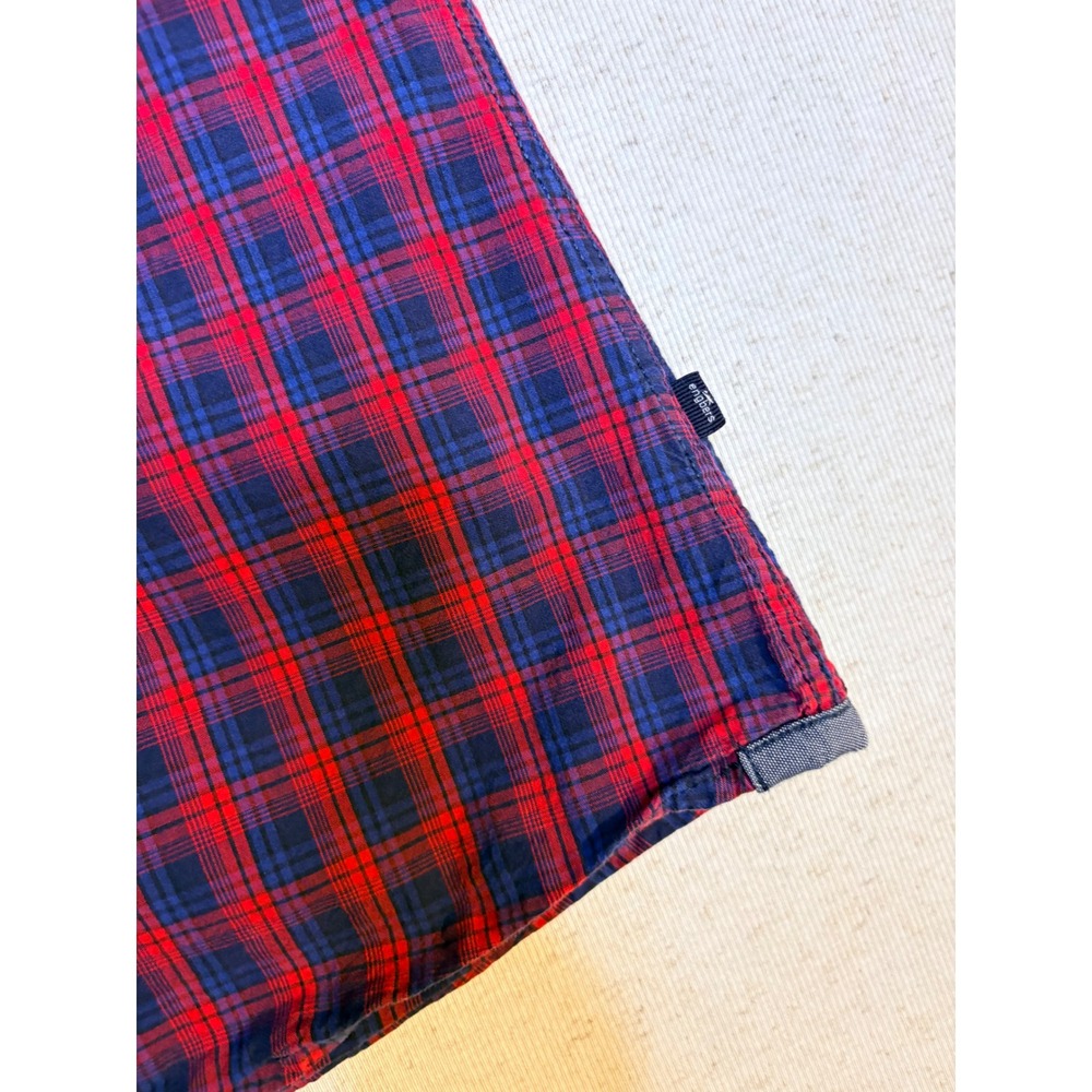 Engbers Mens Slim Fit Plaid Button Down Shirt Red Blue Grand Tour Size M 39/40 - Picture 5 of 8